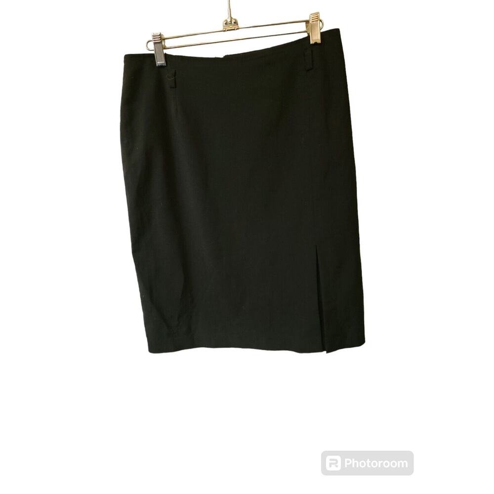 Beechers Brook Pencil Skirt Sz6 Black High Waisted Midi Flat Front Slit Office